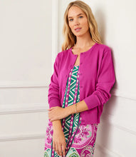 Load image into Gallery viewer, Wrap yourself in soft sophistication with the Karen Kane Long Sleeve Cardigan Sweater in Orchid. Designed for comfort and versatility, this lightweight knit cardigan features a relaxed fit and long sleeves, making it the perfect layering piece for any season. Ideal for casual outings, workdays, or evening wear, this versatile cardigan pairs beautifully with dresses, jeans, or tailored pants.