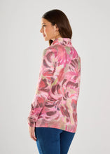 Load image into Gallery viewer, This cowl neck top combines a one-of-a-kind local artist's print with a draped neckline and fashionable pleated sleeves. This ultra soft, long-sleeve cowl neck top is the perfect garment for those in between days when a sweater is too heavy and lightweight options are not warm enough. It adds a touch of sophistication and artistic flair to any wardrobe and is incredibly versatile.