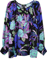 Load image into Gallery viewer, Get ready to bloom with our Long Sleeve Peasant Top! Made from luxurious Italian fabric, this relaxed fit top features a beautiful botanical gardens crepe print and charming shell button cuffs. Perfect for any occasion, this top is sure to make you stand out in style!