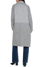 Load image into Gallery viewer, Experience the ultimate versatility and style with the Coatigan - a modern blend of a coat and a cardigan. This Liverpool Los Angeles coatigan transitions perfectly from the outside to the inside, offering warmth and style. The grey patterned color block adds a touch of sophistication and pairs effortlessly with denim, trousers, or leggings.
