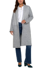 Load image into Gallery viewer, Experience the ultimate versatility and style with the Coatigan - a modern blend of a coat and a cardigan. This Liverpool Los Angeles coatigan transitions perfectly from the outside to the inside, offering warmth and style. The grey patterned color block adds a touch of sophistication and pairs effortlessly with denim, trousers, or leggings.