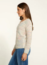 Load image into Gallery viewer, Soft and feminine, this ruched sweetheart neckline top offers a flattering, elegant fit that effortlessly transitions from day to night. The confetti design adds a touch of playful elegance, perfect for both casual outings and more formal occasions. With its long sleeves and comfortable fit, this style is a must-have for your seasonal collection.