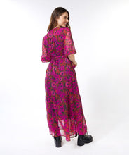 Load image into Gallery viewer, Liva Long Wrap Dress in Floral Wilding - EsQualo F2314532
