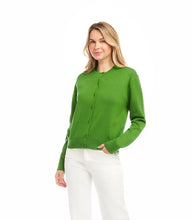 Load image into Gallery viewer, Wrap yourself in soft sophistication with the Karen Kane Long Sleeve Cardigan Sweater in Green. Designed for comfort and versatility, this lightweight knit cardigan features a relaxed fit and long sleeves, making it the perfect layering piece for any season. Ideal for casual outings, workdays, or evening wear, this versatile cardigan pairs beautifully with dresses, jeans, or tailored pants.