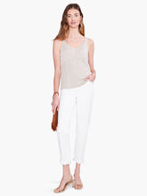 Load image into Gallery viewer, Our Lara Lurex Corset Tank is a lightweight sweater tank in an on-trend corset silhouette that's a little more relaxed. Our Lara is made with visible stitching throughout and braided cable knit detailing that draws the eye. We've added just the right amount of sparkle thanks to metallic lurex fibers blended right into the t-shirt weight yarn. Pairs perfectly with our matching LILITH LUREX COVER-UP CARDIGAN BY NIC & ZOE Color- Sandshell. Sweater tank. Slight sparkle fabrication.