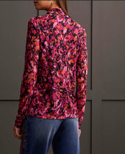 Load image into Gallery viewer, Our Maeve Magenta Haze Lined Turtleneck Top offers the perfect blend of comfort fused with contemporary style. Made from high quality, this turtleneck boasts a striking abstract design bringing a unique flair to your daily attire. Perfect for laid-back events or elegant affairs, this colorful top is sure to be a highlight in any trendsetting wardrobe.