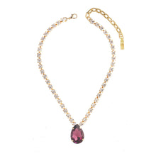 Load image into Gallery viewer, This Melissa Necklace is an eye-catching piece that will endure; crafted with premium-grade crystals on a brass base plated with antique gold, it's put together with skill and attention in Canada. You'll be dazzling with 15" of sparkle and sheen that can be extended by 3 inches"! Get your glow on!