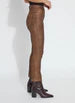 Load image into Gallery viewer, Crafted with a concealed patented waistband, beltloops, and hem slits adorned with gunmetal studs, the Melina Metallic Coated Straight Denim boasts an ankle-length fit. The 4x-stretch Knit Denim fabric is coated with a no-odor Polyurethane, offering the look and feel of vegan leather while retaining the same characteristics as our classic knit denim. These jeans feature a slim, fitted waist and hip, and a timeless straight leg silhouette that falls just at the ankle.