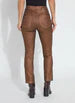 Load image into Gallery viewer, Crafted with a concealed patented waistband, beltloops, and hem slits adorned with gunmetal studs, the Melina Metallic Coated Straight Denim boasts an ankle-length fit. The 4x-stretch Knit Denim fabric is coated with a no-odor Polyurethane, offering the look and feel of vegan leather while retaining the same characteristics as our classic knit denim. These jeans feature a slim, fitted waist and hip, and a timeless straight leg silhouette that falls just at the ankle.
