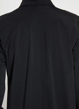 Load image into Gallery viewer, The Connie Micro Beaded Shirt offers a curved, hip-length, high-low hem and sophisticated micro beading on the front placket. Fashioned from travel-friendly, wrinkle-resistant Microfiber, the Connie Micro Beaded Shirt perfectly accompanies everything from wide-legged jeans to dress pants and skirts.