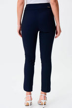 Load image into Gallery viewer, Elevate your wardrobe with these chic and stylish Midnight Blue Jacquard Pants by Joseph Ribkoff. Designed for the modern woman, these pants offer a perfect blend of elegance and comfort. These pants provide a flattering fit and ultimate stretch. Ideal for any occasion, from work to evening events, the jacquard pattern adds a touch of sophistication to your ensemble.