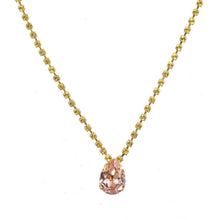 Load image into Gallery viewer, Vintage rose stone attached to a light topaz jeweled chain against a white background.