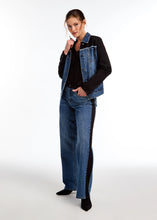 Load image into Gallery viewer, Elevate your style with the FDJ French Dressing Mixed Media Denim Jacket. This unique piece combines classic denim with modern mixed media elements, creating a chic and contemporary look. Made with high-quality materials that offer both durability and comfort. The soft inner lining ensures you stay cozy throughout the day. deal for layering over your favorite tops and dresses, making it a must-have for your fall wardrobe.