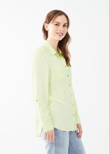 Load image into Gallery viewer, This lovely shirt exudes a relaxed charm that complements your personal style while adding a touch of effortless sophistication. The bright and bold mojito green hue adds a vibrant pop of color to your daily attire.