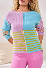 Load image into Gallery viewer, Mirelle Multi Stripe Textured Boat Neck Sweater in Lilac Rose - Tribal 2338O-8077- 1904