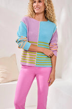 Load image into Gallery viewer, Mirelle Multi Stripe Textured Boat Neck Sweater in Lilac Rose - Tribal 2338O-8077- 1904