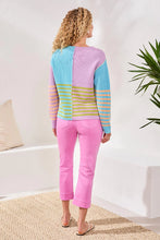 Load image into Gallery viewer, Mirelle Multi Stripe Textured Boat Neck Sweater in Lilac Rose - Tribal 2338O-8077- 1904