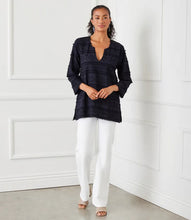 Load image into Gallery viewer, This lovely tunic is made from soft cotton and features intricate embroidery throughout, creating a textured addition to your spring wardrobe. The relaxed fit offers a casual yet sophisticated appearance, making it a timeless addition to elevate your style.