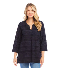 Load image into Gallery viewer, This lovely tunic is made from soft cotton and features intricate embroidery throughout, creating a textured addition to your spring wardrobe. The relaxed fit offers a casual yet sophisticated appearance, making it a timeless addition to elevate your style.