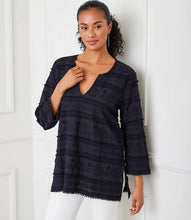 Load image into Gallery viewer, This lovely tunic is made from soft cotton and features intricate embroidery throughout, creating a textured addition to your spring wardrobe. The relaxed fit offers a casual yet sophisticated appearance, making it a timeless addition to elevate your style.