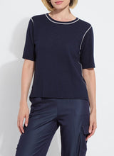 Load image into Gallery viewer, Crafted with Lightweight Double Face Cashmere, the Odessa Reversible Knit Short Sleeve Tee boasts a straight, boxy fit and features side slits, a crew neck, and a center back seam. This top is true to size and can be worn two ways for versatility, making it an ideal transitional piece that pairs well with pants, skirts, and shorts.