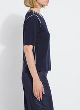 Load image into Gallery viewer, Crafted with Lightweight Double Face Cashmere, the Odessa Reversible Knit Short Sleeve Tee boasts a straight, boxy fit and features side slits, a crew neck, and a center back seam. This top is true to size and can be worn two ways for versatility, making it an ideal transitional piece that pairs well with pants, skirts, and shorts.