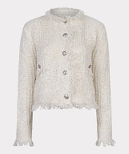 Load image into Gallery viewer, Elevate your wardrobe with this stylish, classic-inspired cardigan. Featuring subtle gold shimmer threading and a touch of fray, this cardigan is the perfect choice for a sophisticated and chic look. From the office to dinner, simply pair it with slacks or white jeans for a versatile and polished ensemble.