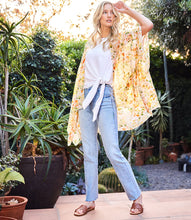 Load image into Gallery viewer, Create a flowy and feminine silhouette in this painted georgette jacket that enhances any ensemble. The floral print exudes a sense of timeless beauty, while the viscose fabric ensures comfort and breathability.