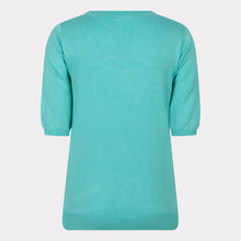 Load image into Gallery viewer, This short sleeve sweater features a circle opening near the neckline, giving it a unique and modern look. Perfect for the spring/summer season, it adds a touch of edginess to any outfit. The beautiful color adds to its spring/summer appeal.