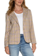 Load image into Gallery viewer, Experience the effortless elegance of our "Wear With Everything Blazer," featuring a stunning tan and orange checked print. With its perfectly tailored fit and striking single-button closure, this blazer exudes confidence and style. Perfect for any occasion, you'll always look your best in this versatile piece.