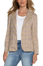 Load image into Gallery viewer, Experience the effortless elegance of our "Wear With Everything Blazer," featuring a stunning tan and orange checked print. With its perfectly tailored fit and striking single-button closure, this blazer exudes confidence and style. Perfect for any occasion, you'll always look your best in this versatile piece.