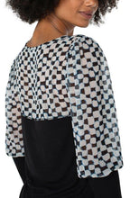 Load image into Gallery viewer, Final Sale Bunty Black with Blue Painted Check Knit to Woven Long Sleeve Pullover Top - Liverpool Los Angeles LM8831PCP05