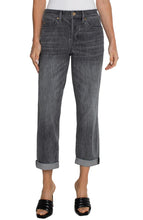 Load image into Gallery viewer, Meet the boyfriend that checks all the boxes. Comfortable. Reliable. Friend Approved. Willing to go anywhere. What more could you want? This versatile jean is meant to sit low on the hip and is a looser fitting boyfriend jean. Crafted with 4-Way Stretch Technology, these jeans provide unrestricted freedom of movement, making them ideal for your active lifestyle. The rolled cuff adds an extra touch, making these jeans perfect for both laid-back outings and dressier occasions.