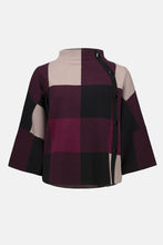 Load image into Gallery viewer, Picture of a burgundy, taupe and black patterned sweater against a white background.