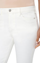 Load image into Gallery viewer, Our Piper "Hugger" is a standout in the perfect shade of Porcelain! Super soft and amazing stretch with our high-performance premium denim! These jeans showcase our signature "Hugger" angled seam detail on the back yoke to create a lifting, shaping and slimming effect. This jean is super flattering with a beautiful fit, making them easy to dress up or down. 