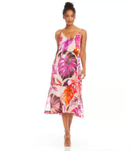 Load image into Gallery viewer, Revel in the opulence of cupro fabric, embrace the allure of floral patterns, and step into effortless glamour with a dress that promises to leave a lasting impression. Whether you're attending a garden party, a special event, or a casual outing, this midi dress adapts effortlessly to various occasions.