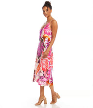 Load image into Gallery viewer, Revel in the opulence of cupro fabric, embrace the allure of floral patterns, and step into effortless glamour with a dress that promises to leave a lasting impression. Whether you're attending a garden party, a special event, or a casual outing, this midi dress adapts effortlessly to various occasions.