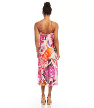 Load image into Gallery viewer, Revel in the opulence of cupro fabric, embrace the allure of floral patterns, and step into effortless glamour with a dress that promises to leave a lasting impression. Whether you're attending a garden party, a special event, or a casual outing, this midi dress adapts effortlessly to various occasions.