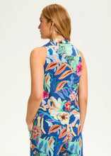 Load image into Gallery viewer, Unleash your creativity with this versatile floral sleeveless shirt. Whether tucked in, tied in front, or worn open over a tank, its endless styling options make it a wardrobe must-have. Designed with a V-neckline and crafted from 100% cotton, this breathable and lightweight piece ensures all-day comfort while keeping you effortlessly chic.