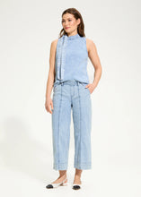 Load image into Gallery viewer, Designed for effortless elegance, these wide-leg crop trousers offer a relaxed yet polished look. The pull-on waistband ensures all-day comfort, while the soft pleats and faux-cuffed hems add a refined touch