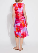 Load image into Gallery viewer, The Lysse Raquel Side Drape Printed Dress is a chic and elegant dress featuring a side drape design that adds a touch of sophistication. Fully lined for structure with light mesh, the Raquel is crafted from lightweight fabric in a striking color combination, making it perfect for both casual and formal occasions.