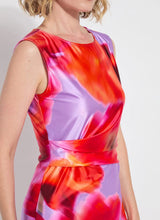 Load image into Gallery viewer, The Lysse Raquel Side Drape Printed Dress is a chic and elegant dress featuring a side drape design that adds a touch of sophistication. Fully lined for structure with light mesh, the Raquel is crafted from lightweight fabric in a striking color combination, making it perfect for both casual and formal occasions.