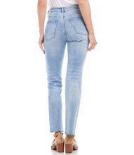 Load image into Gallery viewer, With their faded blue wash and raw hem, these ankle-grazing straight-leg jeans offer a comfortable, stretchy fit. Designed with a five-pocket button-front style, they make the perfect go-to jeans for any occasion.