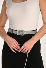 Load image into Gallery viewer, Rylin Rhinestone Sparkle Woven Belt in Silver and Black - Frank Lyman A26802