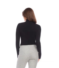 Load image into Gallery viewer, Classic and timeless, this lightweight black turtleneck sweater is a basic addition to your cool-weather wardrobe. With its ribbed detailing that adds texture and style, this sweater is Ideal for layering or as a standalone item.