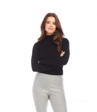 Load image into Gallery viewer, Classic and timeless, this lightweight black turtleneck sweater is a basic addition to your cool-weather wardrobe. With its ribbed detailing that adds texture and style, this sweater is Ideal for layering or as a standalone item.