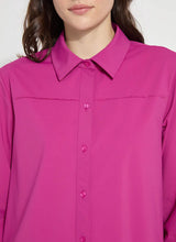 Load image into Gallery viewer, The Roll Tab Button Down Shirt is designed with a slim fit and a curved, hip-length hem that extends longer in the back than the front. Made from stretchable, wrinkle-resistant Microfiber, this women's shirt boasts versatile tab sleeves that can be easily rolled up, complemented by a raw-edge hem.