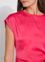 Load image into Gallery viewer, urn heads with the Rosalia Tie Drape Mix Media Top by Lysse—a stunning fusion of elegance and modern flair. Designed in a Pink Martini hue, this top features a graceful draped silhouette and a chic front side tie, effortlessly blending sophistication with a touch of playful charm. Crafted from premium mix-media fabric, it offers a luxurious feel and a flattering fit, making it perfect for both day-to-night styling. Whether paired with tailored trousers or sleek denim, this piece is a must-have.