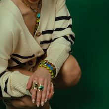 Load image into Gallery viewer, Enhance your look with this Sydney Square Ring in royal blue. Constructed with antique gold plating, premium crystals, and a brass base metal design, this ring adds a hint of elegance to your style. The durable, Canadian-made craftsmanship ensures your ring always looks as beautiful as the day you bought i. Color- Royal blue and gold. Premium crystals. Antique gold plating over brass. One size, adjustable.