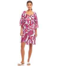 Load image into Gallery viewer, The Raela Ruffle Hem Dress by Karen Kane is the perfect blend of boho chic and timeless elegance. Featuring a floral print in a peony paisley design, this flowy bell sleeve dress offers a lightweight viscose fabric for effortless comfort. The tassel tie neckline adds a delicate touch, while the ruffle hem midi length enhances movement and charm.